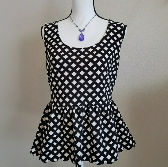 Anthropologie Tops - Anthropologie Postmark Black/White Peplum SZ Large